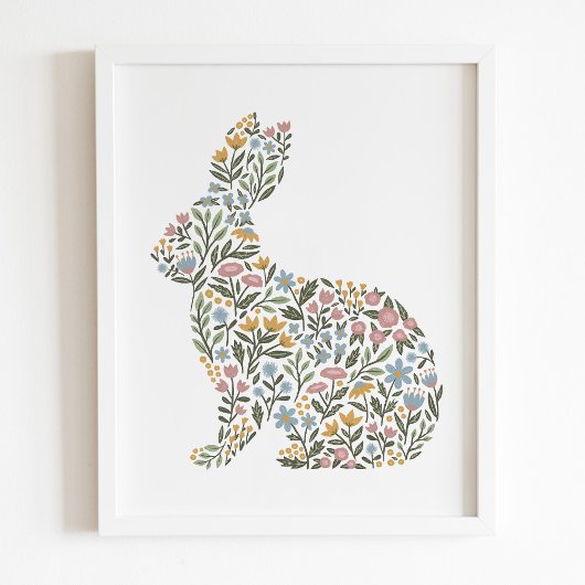 Wildflower Rabbit Spring Art Poster