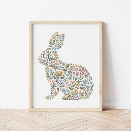 Wildflower Rabbit Spring Art Poster