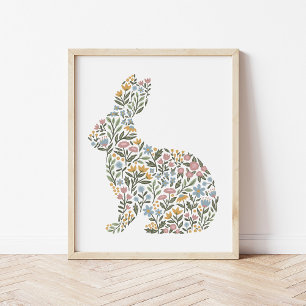  Wildflower Rabbit Spring Art Poster