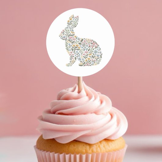  Wildflower Rabbit Spring Easter Ronde Sticker