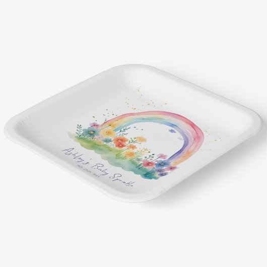 Wildflower Rainbow Baby Girl Sprinkle Papieren Bordje (Gebogen)