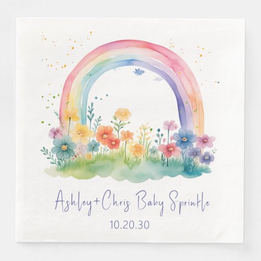 Wildflower Rainbow Baby Girl Sprinkle Servet (Voorkant)