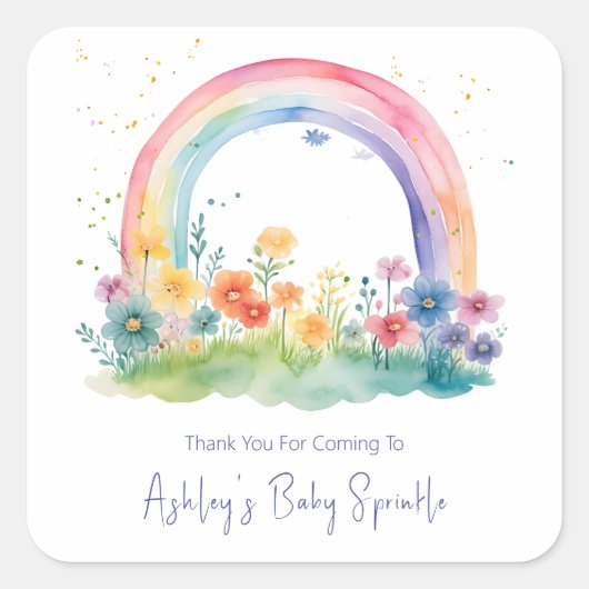 Wildflower Rainbow Baby Girl Sprinkle Vierkante Sticker (Voorkant)