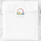 Wildflower Rainbow Baby Meisje Douche Vierkante Sticker (Tas)