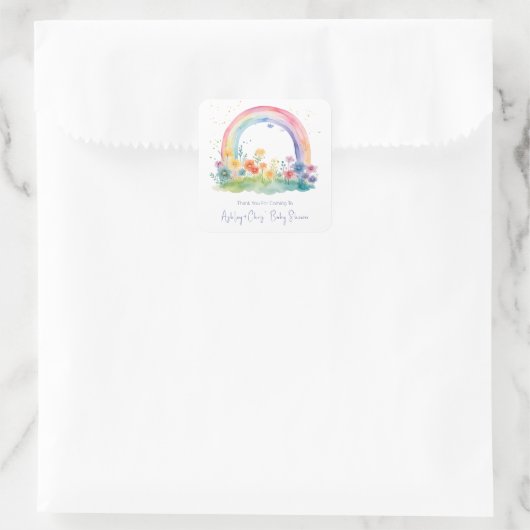 Wildflower Rainbow Baby Meisje Douche Vierkante Sticker (Tas)