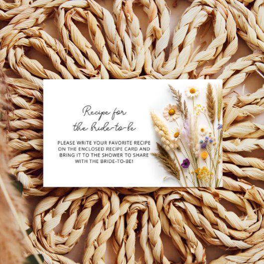 Wildflower Recept voor de bruid om te zijn Informatiekaartje