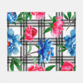 Wildflower red and blue peonies flowers pattern in fleece deken (Voorkant (Horizontaal))