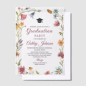 Wildflower Red Botanical Floral Afstuderen Vellum Uitnodigingen (Offset)