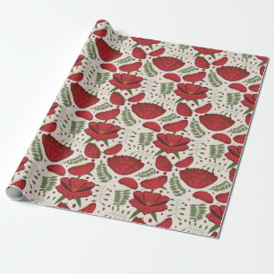 Wildflower Red Poppy Baby shower Cadeaupapier