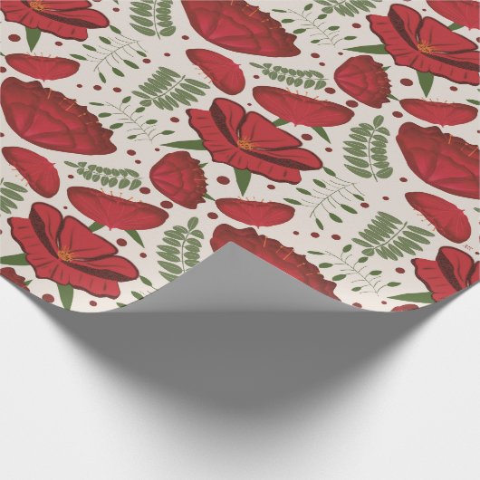 Wildflower Red Poppy Baby shower Cadeaupapier (Hoek)