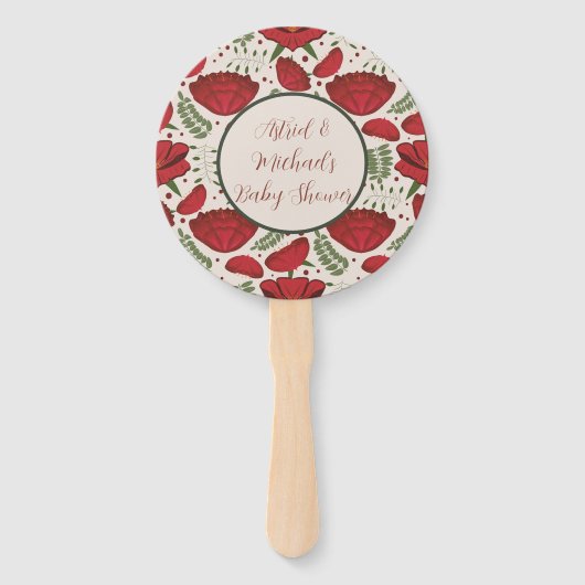Wildflower Red Poppy Baby shower Handwaaier (Voorkant)