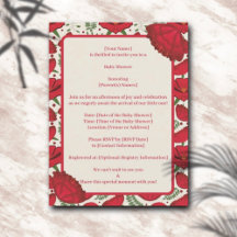 Wildflower Red Poppy Baby shower Invitation