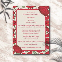 Wildflower Red Poppy Baby shower Invitation Briefkaart