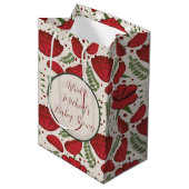 Wildflower Red Poppy Baby shower Medium Cadeauzakje (Voorkant Gekanteld)