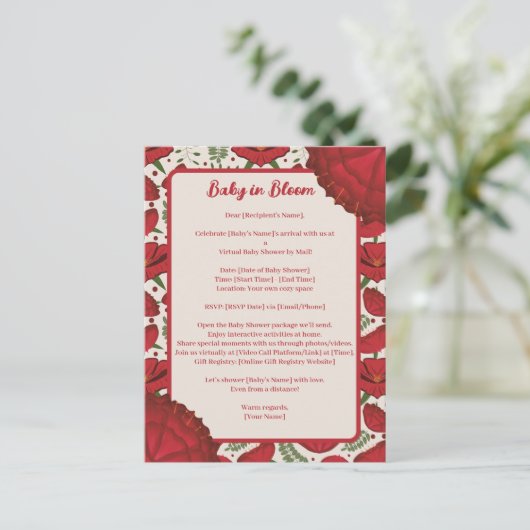 Wildflower Red Poppy Baby shower op afstand Briefkaart (Staand voorkant)
