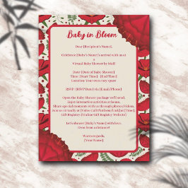 Wildflower Red Poppy Baby shower op afstand Briefkaart