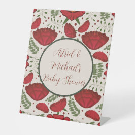 Wildflower Red Poppy Baby shower Reclamebord Met Voetstuk