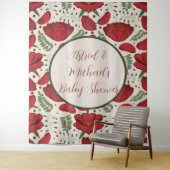Wildflower Red Poppy Baby shower Wandkleed (In situ)