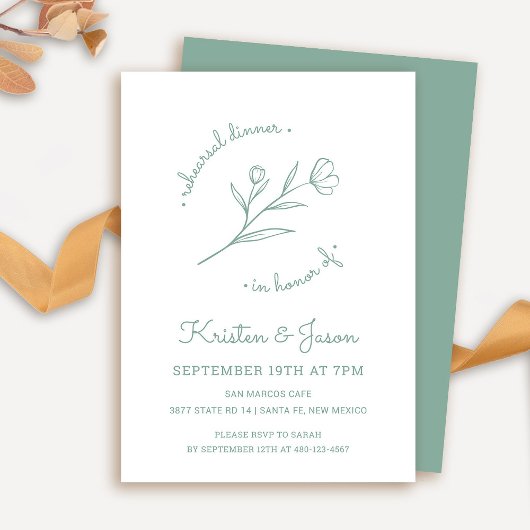 Wildflower repetitie diner uitnodiging in Sage