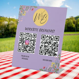 Wildflower Restaurant Menu, Instagram QR-code Reclamebord Met Voetstuk
