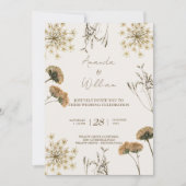 Wildflower  Retro elegante chique bruiloft Kaart (Voorkant)
