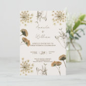 Wildflower  Retro elegante chique bruiloft Kaart (Staand voorkant)