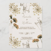 Wildflower  Retro elegante chique bruiloft Kaart (Voorkant / Achterkant)