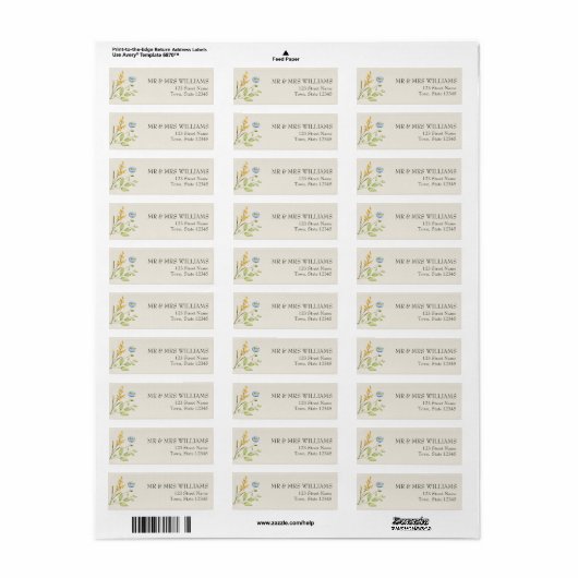 Wildflower Return Address Label (Full Sheet)