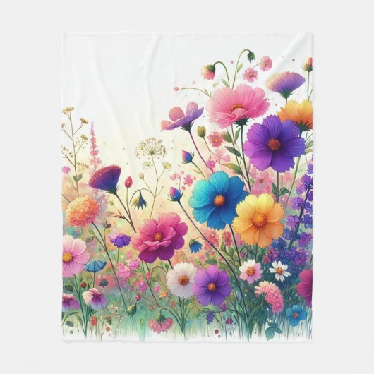 Wildflower Rhapsody Fleece Deken (Voorkant)