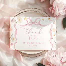 Wildflower Ribbon Bow lijst Baby shower Dank u Bedankkaart