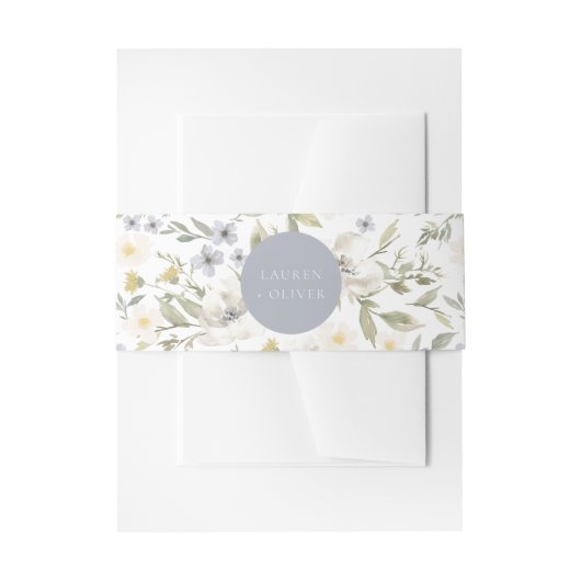 Wildflower Romance Invitation Belly Band Uitnodigingen Wikkel (Voorkant Voorbeeld)