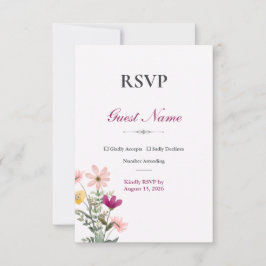 Wildflower Romance RSVP-kaart | Roze Bloemen RSVP Kaartje