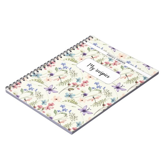 Wildflower romantisch patroon notitieboek (Linkerzijde)