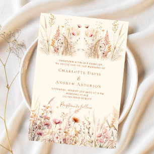 Wildflower room boho bruiloft kaart