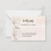 Wildflower roos gouden bruiloft reactie RSVP Notitiekaartje (Voorkant)