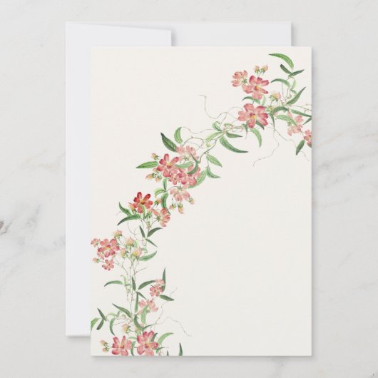 Wildflower Roos Spring Garland bruiloft receptie Kaart (Achterkant)