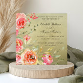 Wildflower Roos Waterverf bruiloft Kaart