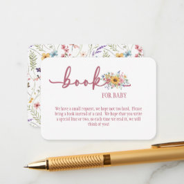 Wildflower Rose Baby Shower Book for Baby Card Informatiekaartje