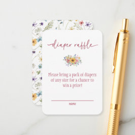 Wildflower Rose Baby Shower Diaper Raffle Card Informatiekaartje