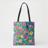 Wildflower rose meadow watercolor patter tote bag (Voorkant)