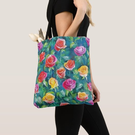 Wildflower rose meadow watercolor patter tote bag (Dichtbij)