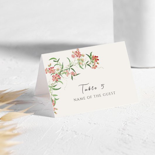 Wildflower Rose Spring Garland Wedding Place Card Kaart