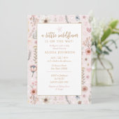 Wildflower Roze Baby shower Kaart (Staand voorkant)