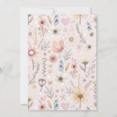 Wildflower Roze Baby shower Kaart (Achterkant)