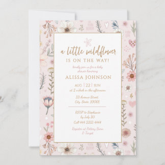 Wildflower Roze Baby shower Kaart