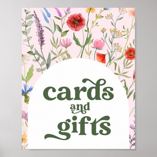 Wildflower Roze Baby shower Kaarten & Cadeaubordje Poster (Voorkant)