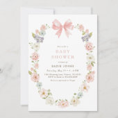 Wildflower Roze Bloemen Baby Meisjes Boog Baby sho Kaart (Voorkant)