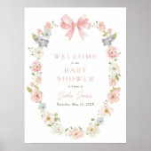 Wildflower Roze Bloemen Baby Meisjes Boog Baby sho Poster (Voorkant)