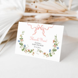 Wildflower roze boog gevouwen dank u kaart