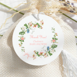 Wildflower Roze Bow Baby shower Bedankjes Labels